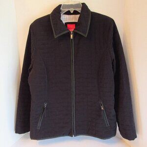 Esprit Black Quilted Full Zip Collared Zip Pocket Puffer Jacket Size XL